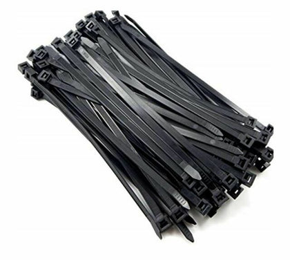 8Ware 200mm x 2.5mm UV-Resistant Nylon Zip Cable Ties - Black (Pack of 100)