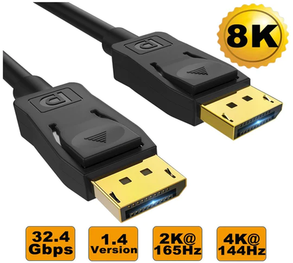 8ware 3m Ultra 8K DisplayPort Cable - Gold-Plated, 8K 60Hz, 4K 144Hz, HDCP, HDR