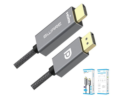 8Ware 1m DisplayPort to HDMI Adapter Cable - Connect Video Card, PC, Notebook to Monitor, Projector, TV - 1080p Nylon Braided