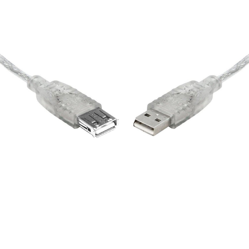 8Ware USB 2.0 Extension Cable - 5m with Transparent Metal Sheath