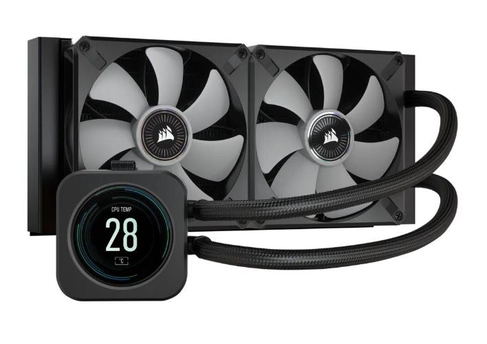 Corsair H100i Elite LCD, 240mm, LCD IPS Display, High Performance Pump, and RGB LED. Zero RPM, Commander Core, 1700 and TRX4, CPU Liquid Cooler (LS)