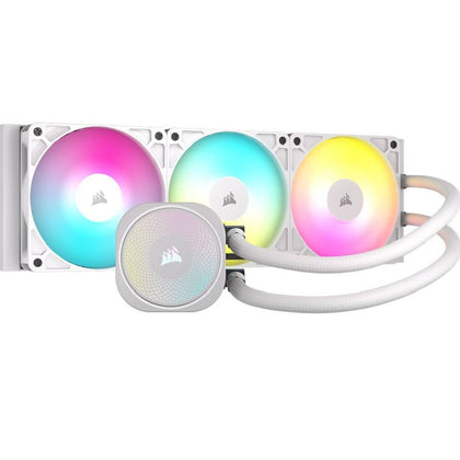Corsair NAUTILUS 360 RS ARGB Liquid CPU Cooler - White, Aluminum Rad, Copper Cold Plate, PWM Fan Control, 1700 RPM, 360mm rad, 450mm Tubing, 3x Fans
