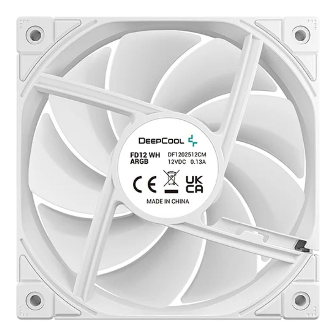 DeepCool FD12 WH ARGB Performance 120mm Case Fans, 4-pin PWM, 400~2050 RPM, Hydro Bearing, Addressable RGB LED