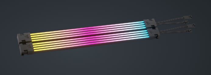 (LSCorsair ARGB PSU Cable Strips: 2x230mm, 100 ARGB LEDs/strip, 5V ARGB/iCUE