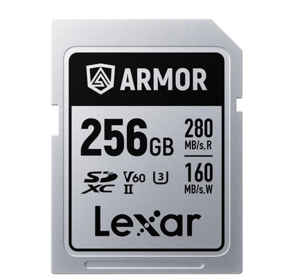 Lexar Professional ARMOR SILVER PRO 256GB SDXC™ UHS-II Card  up to 280MB/s read, up to 160MB/s write, Stainless steel, Rated IP68, 5-meter drop proof