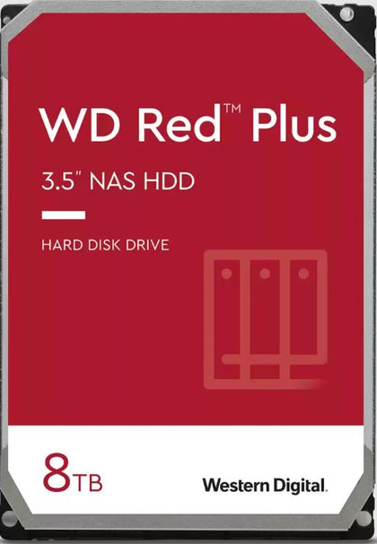 Western Digital WD Red Plus 8TB 3.5' NAS HDD SATA WD80EFPX  215MB/s  5640 RPM  256MB Cache  3-Year Limited Warranty