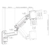 Brateck Fabulous Wall Mounted Heavy-Duty Gas Spring Monitor Arm 17'-49',Weight Capacity (per screen)20kg(Black) (LS)