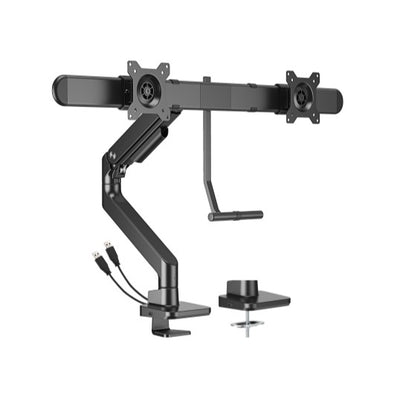 Brateck LDT81-C022UC-B NOTEWORTHY GAS SPRING DUAL MONITOR ARM WITH USB-A/USB-C PORTS Fit Most 17'-32' Monitor Fine Texture Black(LS)