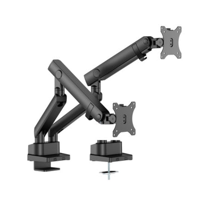 Brateck LDT84-C024-B DUAL SCREEN SLIM HEAVY-DUTY MECHANICAL SPRING MONITOR ARM BLACK, Fit Screen Size: 17'-35' up tp 12kg per screen (LS)