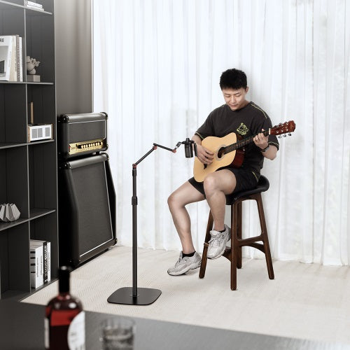 Brateck Stylish Height Adjustable Microphone Floor Stand(Matte Black & Light Grey) 320x320x1694mm (LS)