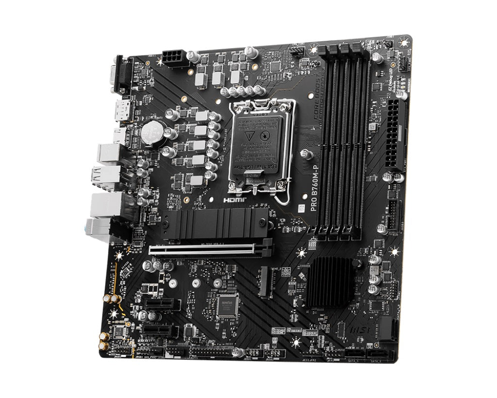 MSI PRO B760M-P mATX Motherboard, 4x DDR5~192GB, 1x PCI-E x 16, 2x PCI-E x 1,  2x M.2, 4x SATA, 1x USB 3.2 , 4x USB 2.0, 1x USB-C