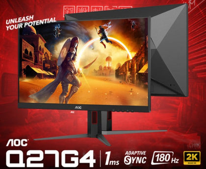 AOC 27' IPS 180Hz, 1ms, QHD 2560 x 1440, 350 cd/m2, HDR 400, HDMI 2.0 x 1, DP 1.4 x 1, Adaptive Sync, VESA 100, HAS,  Gaming Monitor (LS)