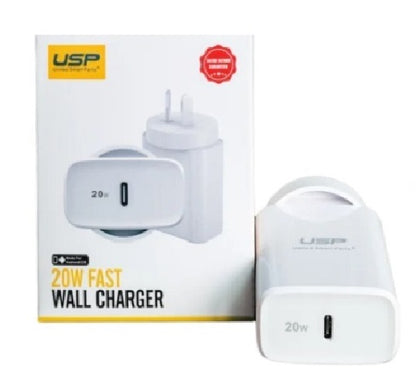 USP 20W USB-C PD Fast Wall Charger White -  Fast Charging, Safety Certified, Universally Compatible, And Travel-Friendly For All Your Devices
