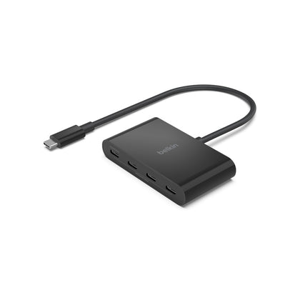 Belkin Connect USB-C to 4-Port USB-C Hub - Black (AVC018btBK), 100W PD, 10Gbps, 4x USB-C 3.2 Gen2 Ports, Support Audio, 2 Years Warranty