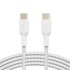 Belkin BoostCharge Braided USB-C to USB-C Cable (1M) - White (CAB004bt1MWH), 3A/60W, 480Mbps, 30K+ Bends, Apple, USB-IF Certified, 2 Year Warranty