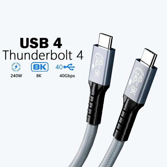 USP BoostUp Thunderbolt 4 USB-C to USB-C Cable (1M) Black - USB4 - 40Gbps,240W, 8K (60Hz)/4K (144Hz), Fast Charge, Best for Laptop, Tablet, Phone