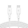 Belkin BoostCharge Braided USB-C to USB-C Cable (3M) - White (CAB014bt3MWH), 5A/100W, 480Mbps, 30K+ Bends, Apple, USB-IF Certified, 2 Years Warranty
