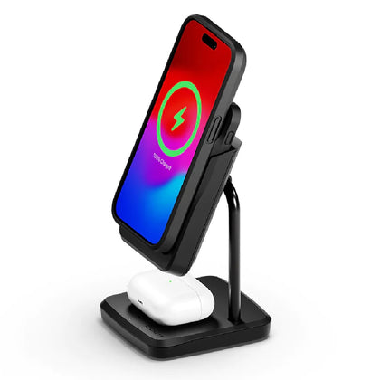 Cygnett MagStation Wireless Charging Dock(20W) & Dual Magnet Power Bank(20W USB-C/10W Wireless)-(CY4631PBCHE)