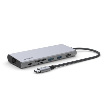 Belkin Connect USB-C® 7-in-1 Multiport Adapter - Grey (INC009btSGY),2xUSB-A,1xUSB-C 100W PD,1xGbE,1xSD,4K @ 60Hz,MacBook,Chromebook, 2 Years Warranty