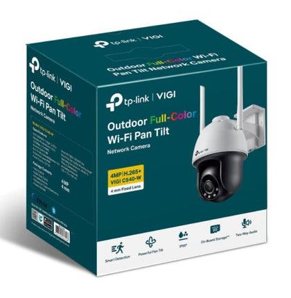 TP-Link VIGI 4MP C540-W(4mm) Outdoor Full-Colour Wi-Fi Pan Tilt Network Camera, 4mm Lens, Smart Detection,3YW