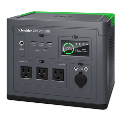 APC OffGrid Portable Power Station 500, 230V, 517Wh Lithium-ion, LCD, 2 AS3112 Australian outlets, Sinewave, 3 USB-A, 2 USB-C, Wireless Charger