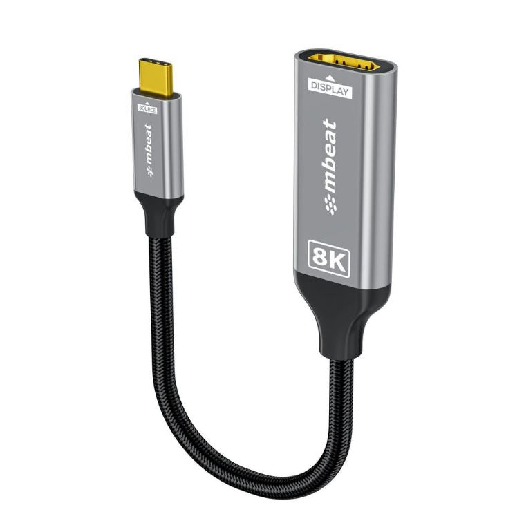mbeat® Tough Link 8K USB-C to DP Adapter - Space Grey USB-C (male) to DisplayPort (female) Up to 32.4Gbps (DisplayPort 1.4)