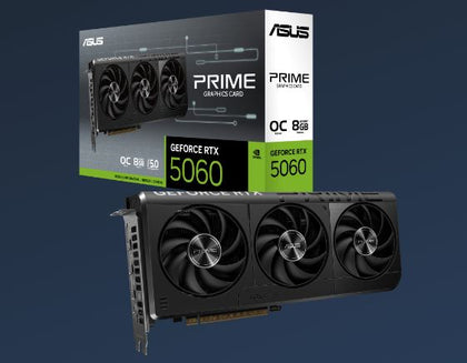 ASUS nVidia GeForce PRIME-RTX5060-O8G RTX5060 8GB GDDR7 OC Edition 2565 MHz Boost Clock, RAM 28Gbps, 630 AI TOPs, Digital Max Resolution