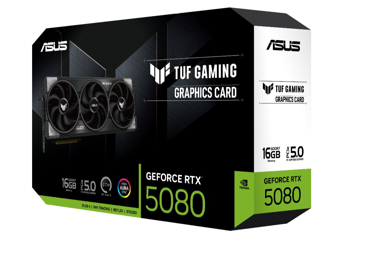 ASUS nVidia GeForce TUF-RTX5080-16G-GAMING 16GB GDDR7 PCI Express 5.0 256-bit OC mode: 2640 MHz