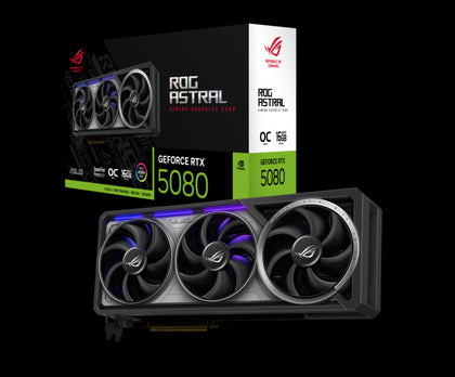 ASUS nVidia GeForce ROG-ASTRAL-RTX5080-O16G-GAMING OC Edition GDDR7  2760 MHz Boost Clock 30 Gbps 256-bit Digital Max Resolution 7680 x 4320