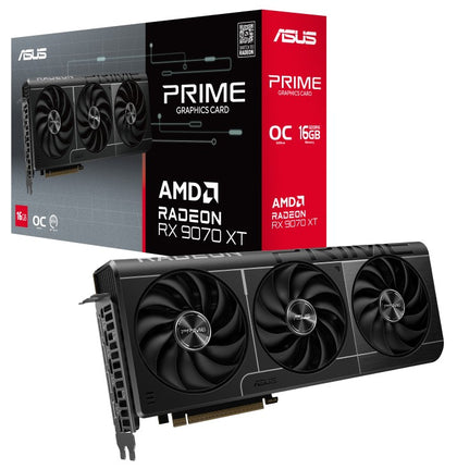 ASUS AMD Radeon PRIME-RX9070XT-O16G RX 9070 XT 16GB GDDR6 OC Edition 20 Gbps 2.5 Slot 256-bit