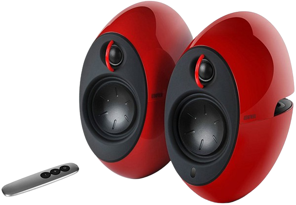 Edifier E25HD LUNA HD Bluetooth Speakers Red - BT 4.0/3.5mm AUX/Optical DSP/ 74W Speakers/ Curved design/Dual 2x3 Passive Bass/Wireless Remote (LS)