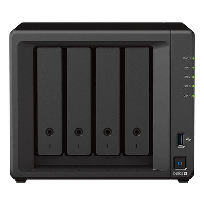 Synology DiskStation DS923+ 4-Bay AMD Dual Core CPU, 4GB RAM, 2xGbE NAS 2 x USB3.2, 1 x eSATA, 3Y WTY (DS920+ Replacement) Synology