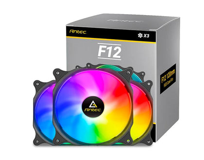 Antec F12 Racing ARGB 3 Pack w/ ARGB and PWM Controller. Full Spectrum ARGB lighting and efficient cooling. Visual appealing 120mm x 3 Case Fan.