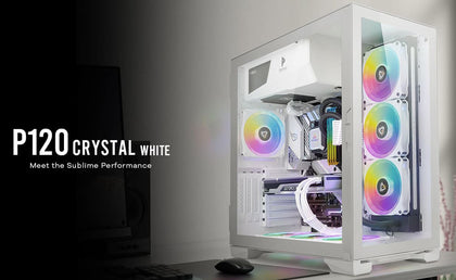 Antec P120 Crystal WHITE, TG, ATX, E-ATX, Heat Dissipation, VGA Holder, Horizontal & Vertical PCI, Slide Panel, GPU 450mm, PSU 294mm, Gaming Case Antec