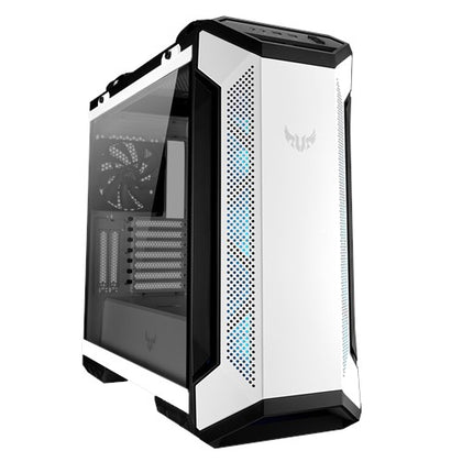 ASUS GT501 TUF Gaming Case White ATX Mid Tower Case With Handle, Supports EATX, Tempered Glass Panel, 4 Pre-Installed Fans 3x120mm RBG 1x140mm PWN ASUS
