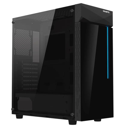Gigabyte C200 RGB Tempered Glass ATX Mid-Tower PC Gaming Case 2x3.5' 2x2.5' 2xUSB3.0 Detachable Dust Filter Liquid Cooling PSU Shroud Design Gigabyte