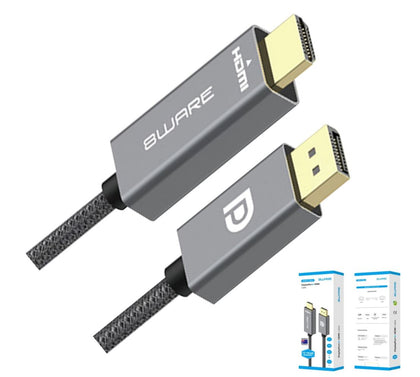 8ware 2m DisplayPort DP to HDMI Male to Male Adapter Converter Cable Retail Pack 1080P Nylon Braide for Video Card PC Notebook to Monitor Projector TV 8ware