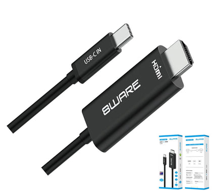 8ware 1m USB-C to HDMI 4K Male to Male Adapter Converter Cable Retail Pack for PC Notebook iPad  MacBook Pro/Air Surface Dell XPS to Monitor Projector 8ware
