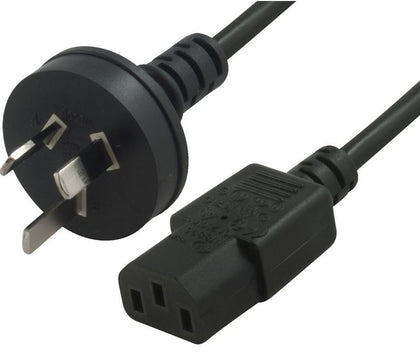 Hypertec AU Power Cable 2m - Male Wall 240v PC to Power Socket 3pin to IEC 320-C13 for Notebook/ AC Adapter Black AU Certified Retail Pack Cabac