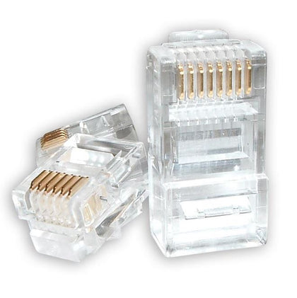 Astrotek RJ45 Jack Connector Modular Plug Crimp 8P8C CAT5e LAN Network Ethernet Head 2 Prong Blade 3u' Transparent (20/pack) Astrotek