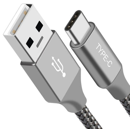 Astrotek 1m USB-C Type-C Data Sync Charger Cable Silver Strong Braided Heavy Duty Fast Charging for Samsung Galaxy Note S8 Plus LG Google Macbook Astrotek