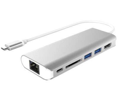 Astrotek USB-C Dock 6-in-1 Multiport Docking Station with 1xHDMI 4K 1xGLAN 2xUSB3.0 TF/SD Card Reader USB-C PD ~100W for Macbook Pro Air Chromebook Astrotek