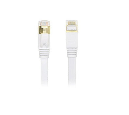 Edimax 0.5M White 10GbE Shielded CAT7 Network Cable - Flat 100% Oxygen-Free Bare Copper Core, Alum-Foil Shielding, Grounding Wire, Gold Plated RJ45 Edimax