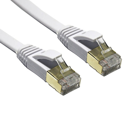 Edimax 2m White 10GbE Shielded CAT7 Network Cable - Flat 100% Oxygen-Free Bare Copper Core, Alum-Foil Shielding, Grounding Wire, Gold Plated RJ45 Edimax