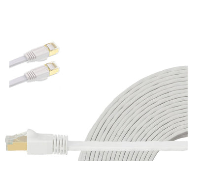 Edimax 0.5m White 40GbE Shielded CAT8 Network Cable - Flat 100% Oxygen-Free Bare Copper Core, Alum-Foil Shielding, Grounding Wire, Gold Plated RJ45 Edimax