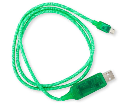 Astrotek 1m LED Light Up Visible Flowing Micro USB Charger Data Cable Green Charging Cord for Samsung LG Android Mobile Phone Generic