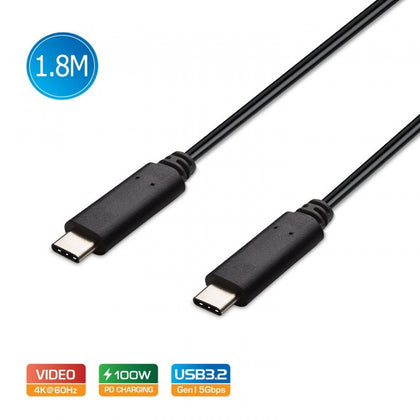Simplecom CA519 USB-C to USB-C Cable USB 3.2 Gen1 5A 100W PD 4K@60Hz 1.8M Simplecom