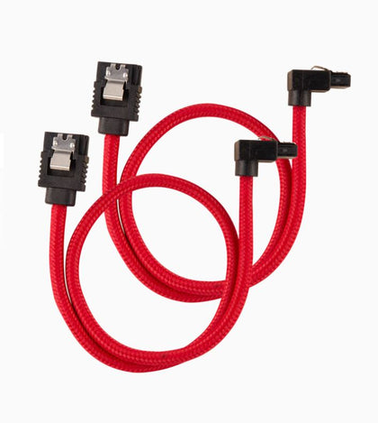 Corsair Premium Sleeved SATA 6Gbps 60cm 90° Connector Cable — Red Corsair