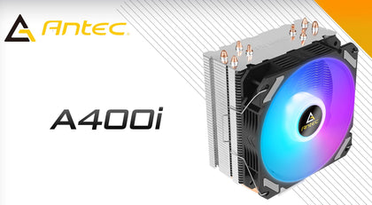 Antec A400i RGB Air CPU Cooler, 72 CFM, 4 Direct Heat-Pipes, 120mm PWM RGB Fan,1700, 115X, 1200, 2011, AM3, AM3+, AM4+, AM5, FM1, FM2, FM2+ Antec