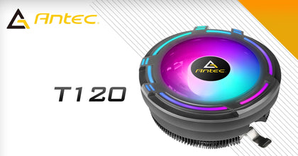 Antec T120 Compact CPU Air Cooler, 60CFM, Ultra cooling low noise. RGB, Intel: 115x, 1200, AMD: AM2(+), AM3, AM3+, AM4+, FM1, Antec